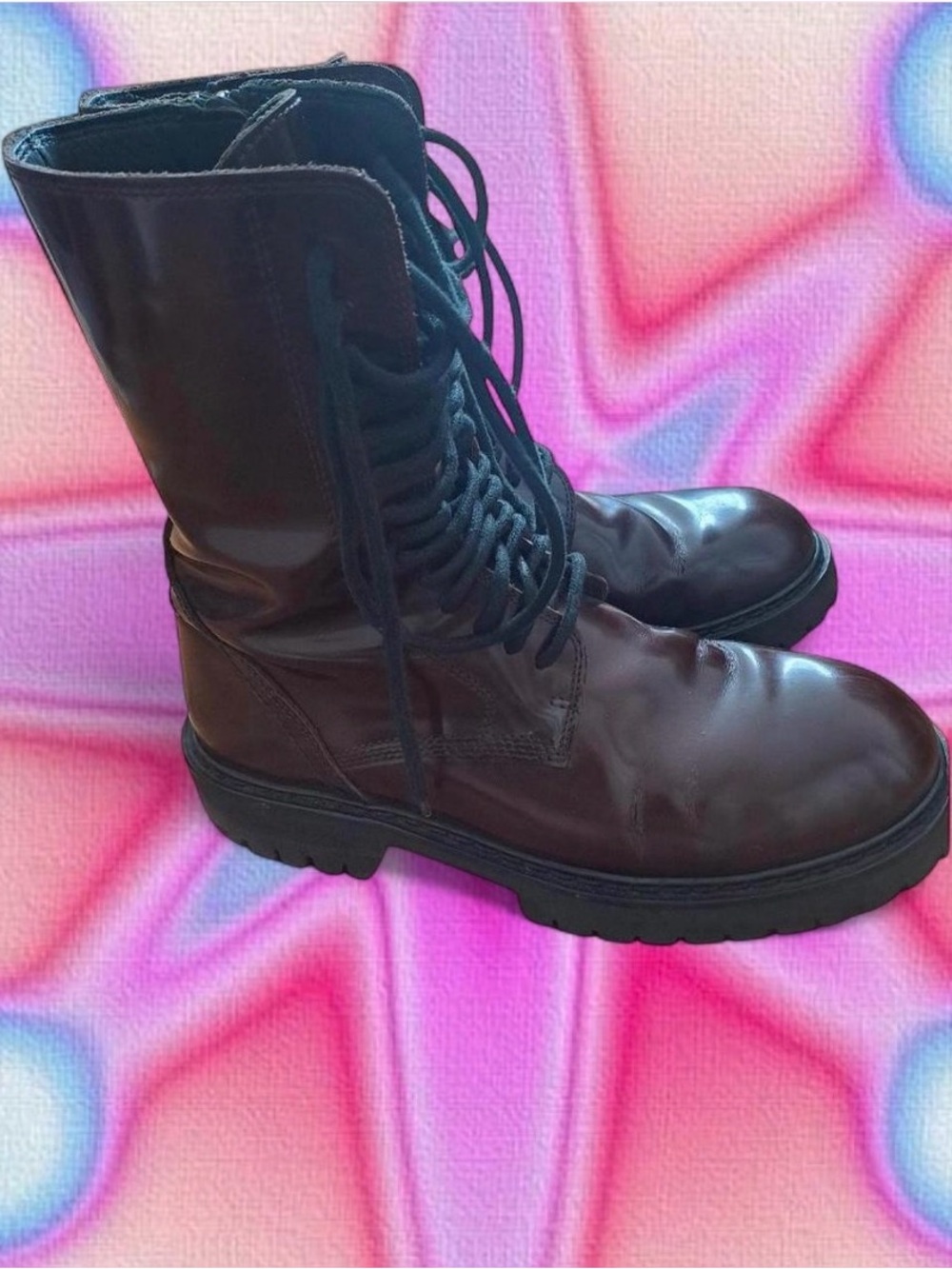 Ann Demeulemeester Grunge Women’s Lace-Up Leather Boots - Burgundy 37.5